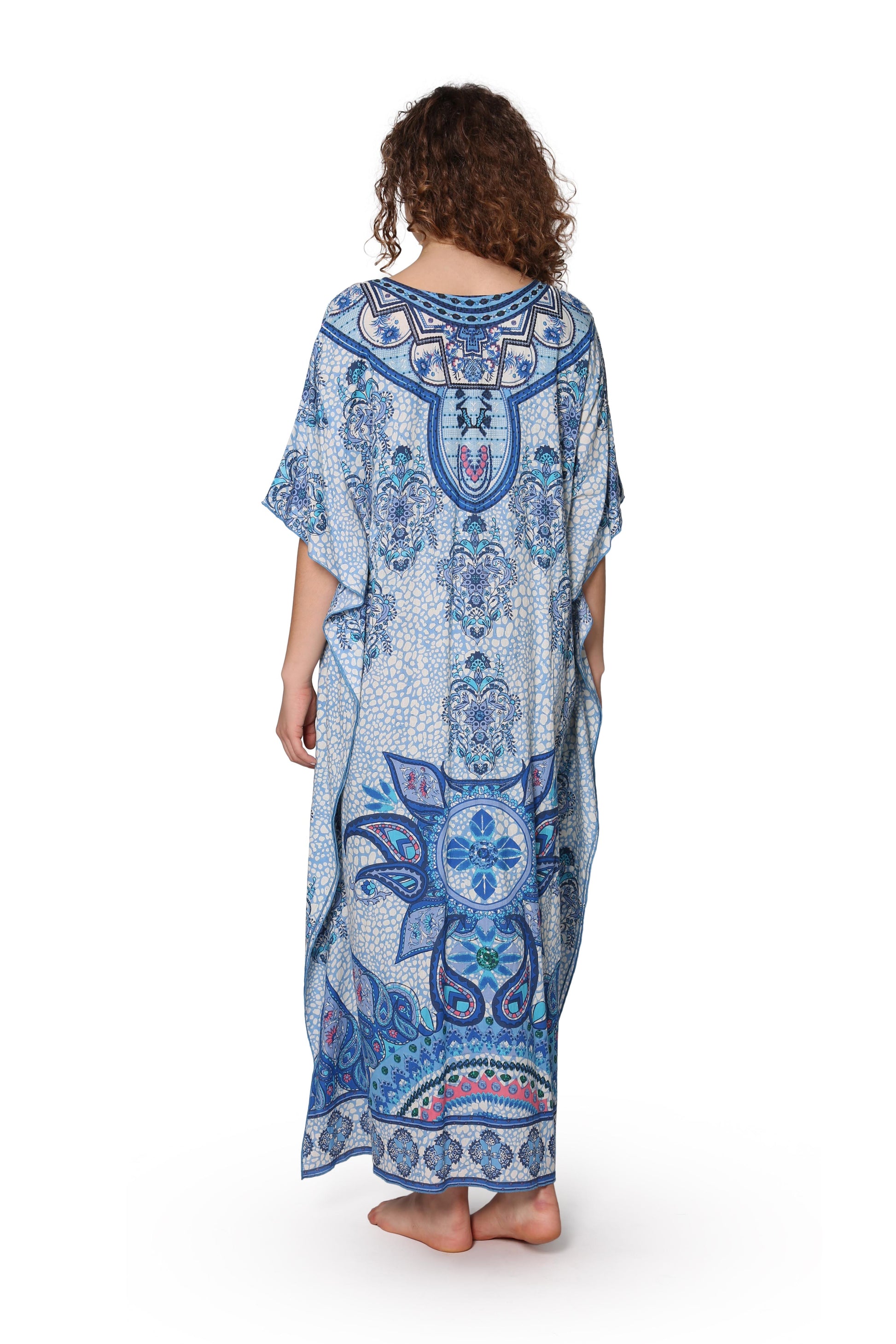 100% Cotton Paisley Print Caftan - La Cera
