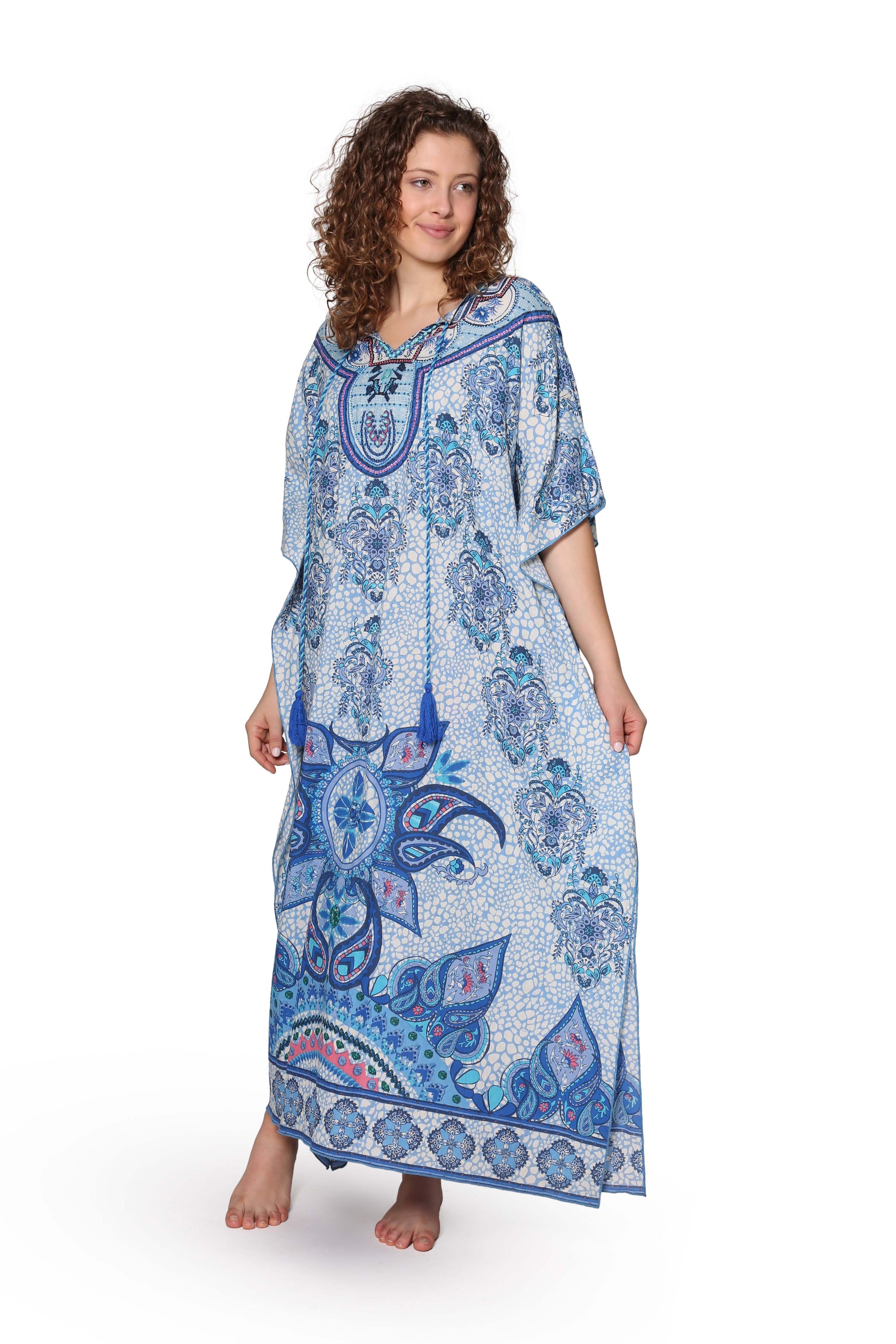 100% Cotton Paisley Print Caftan - La Cera