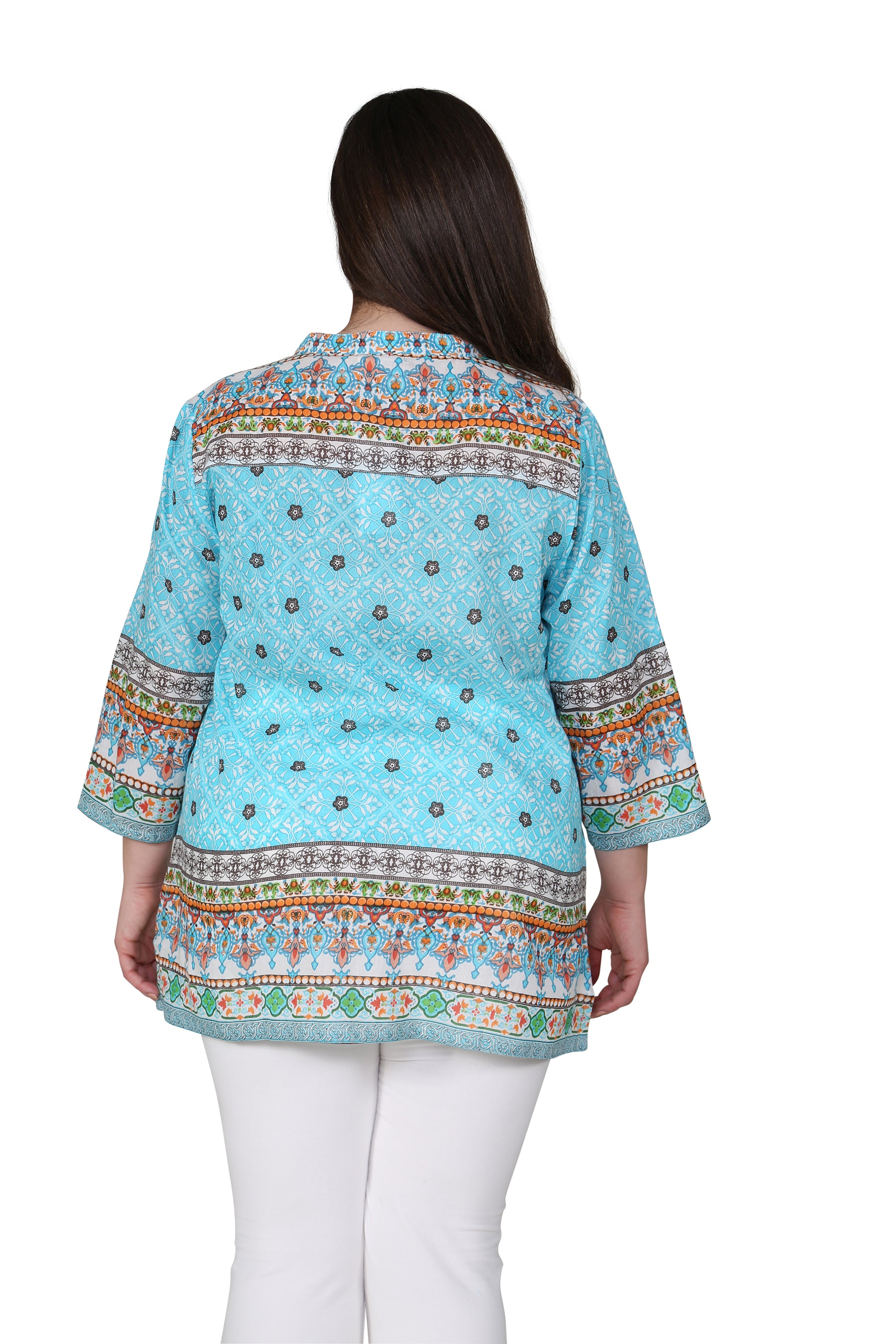 Plus Size Mosaic Border Print Tunic - La Cera
