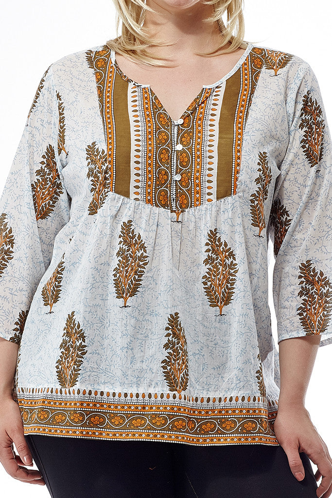 La Cera Plus Size 3/4 Sleeve Printed Tunic Top - La Cera - 2