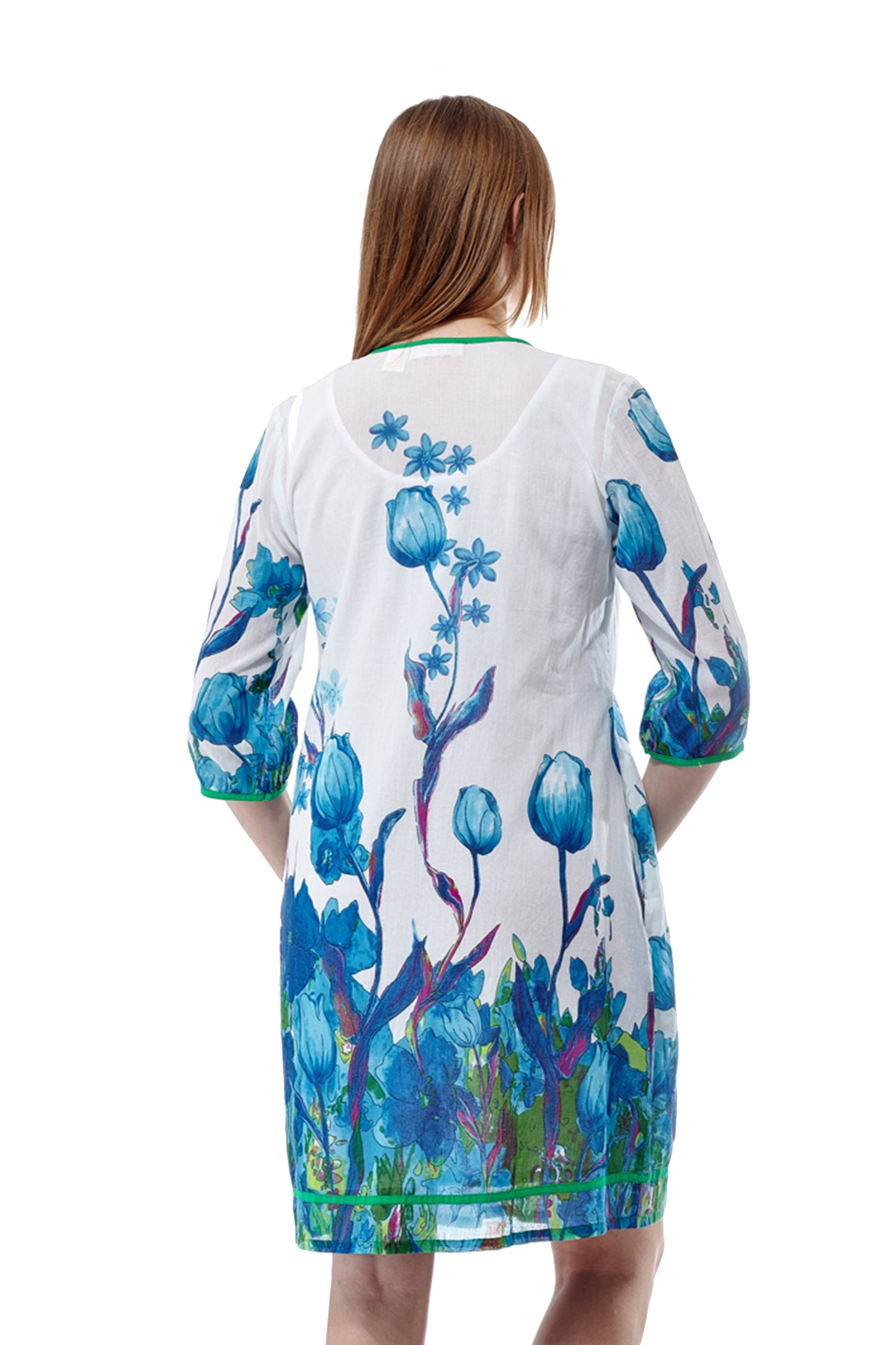 Tulip Print Pleated Tunic Dress