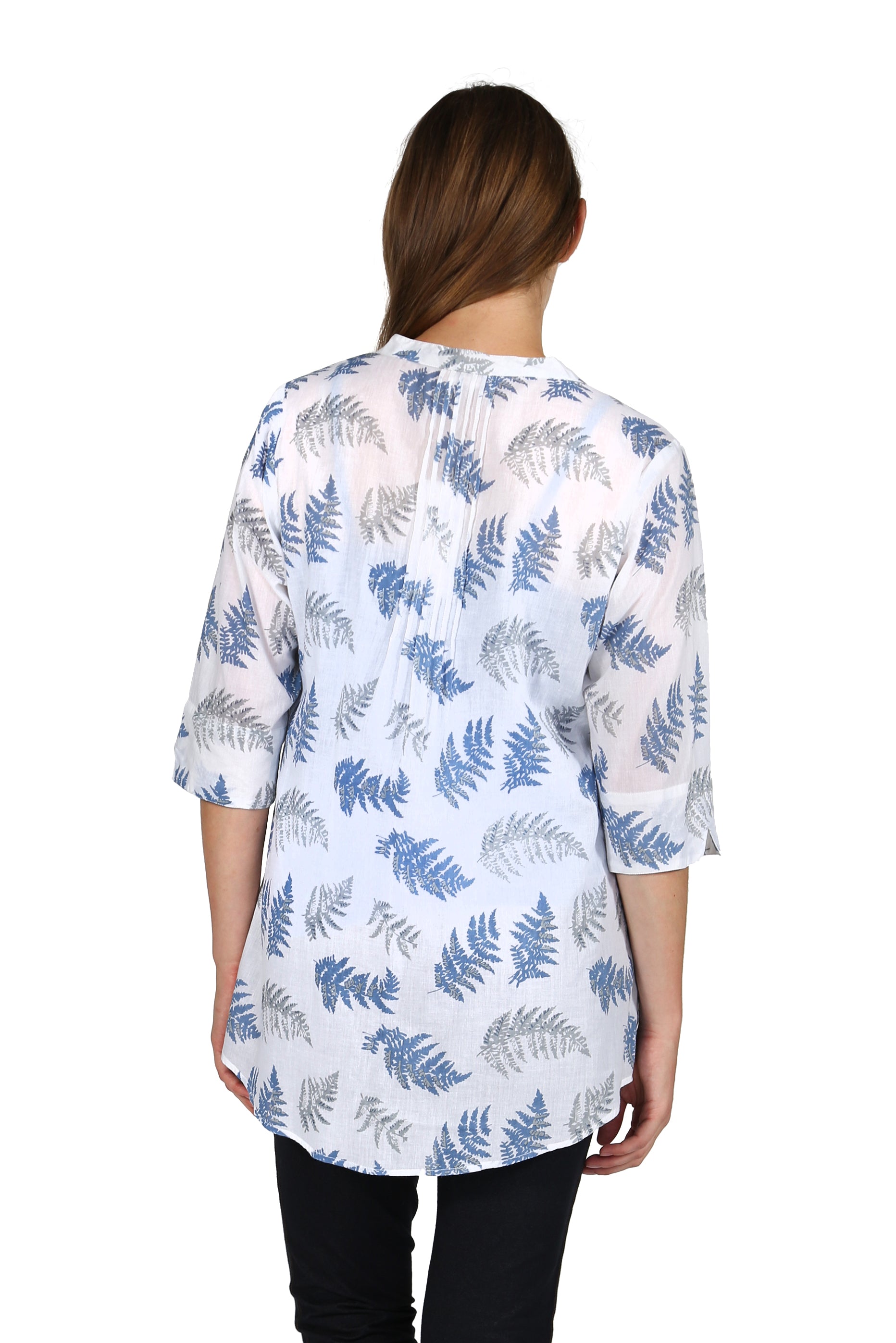 Pleat Front Printed Cotton Top - La Cera