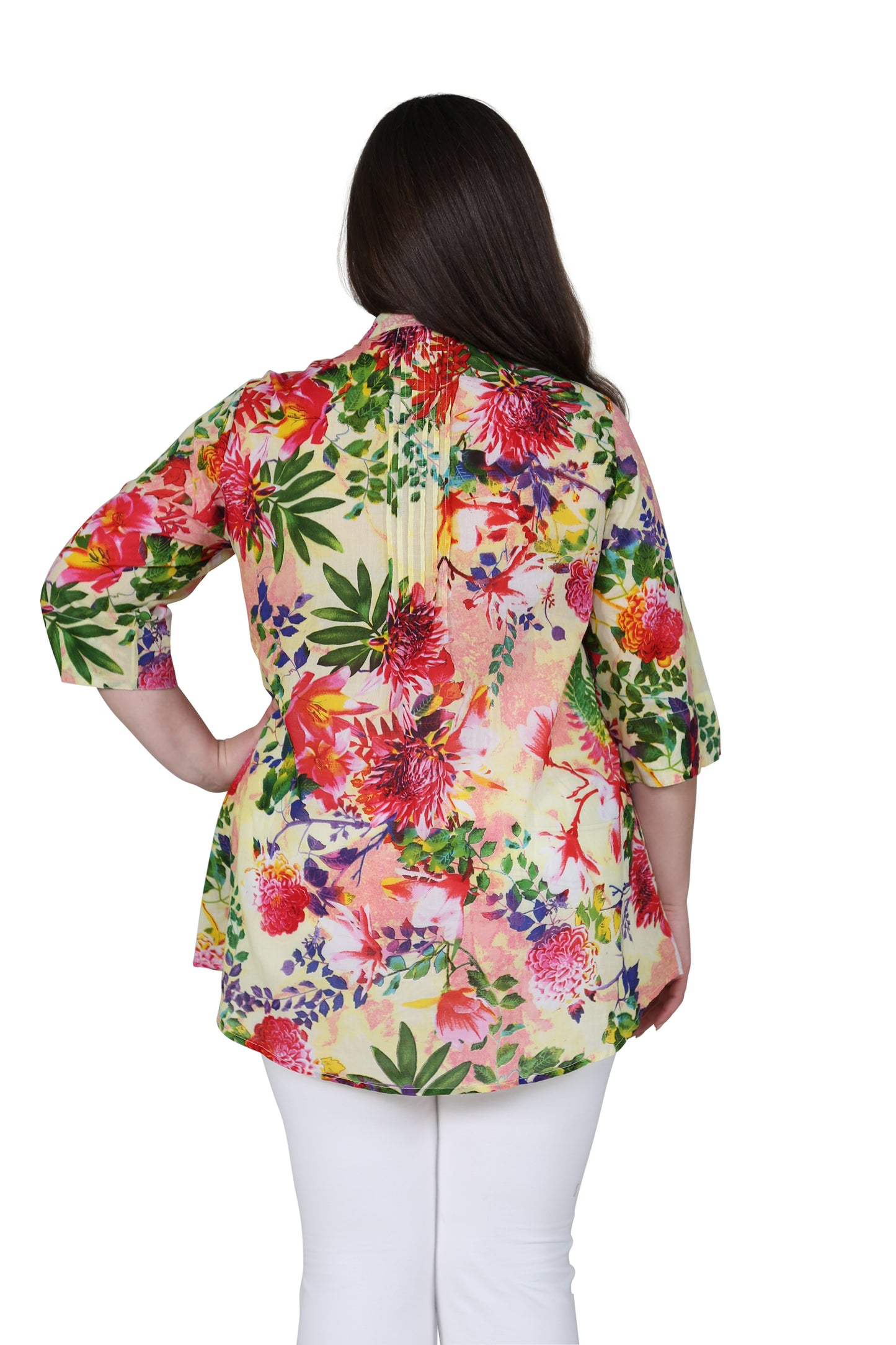 Plus Size Tropical Garden Release Print Tunic - La Cera