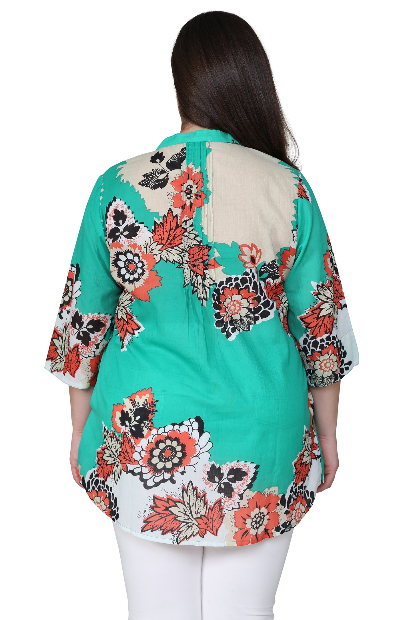 Plus Size Pop Art Floral Release Print Tunic - La Cera
