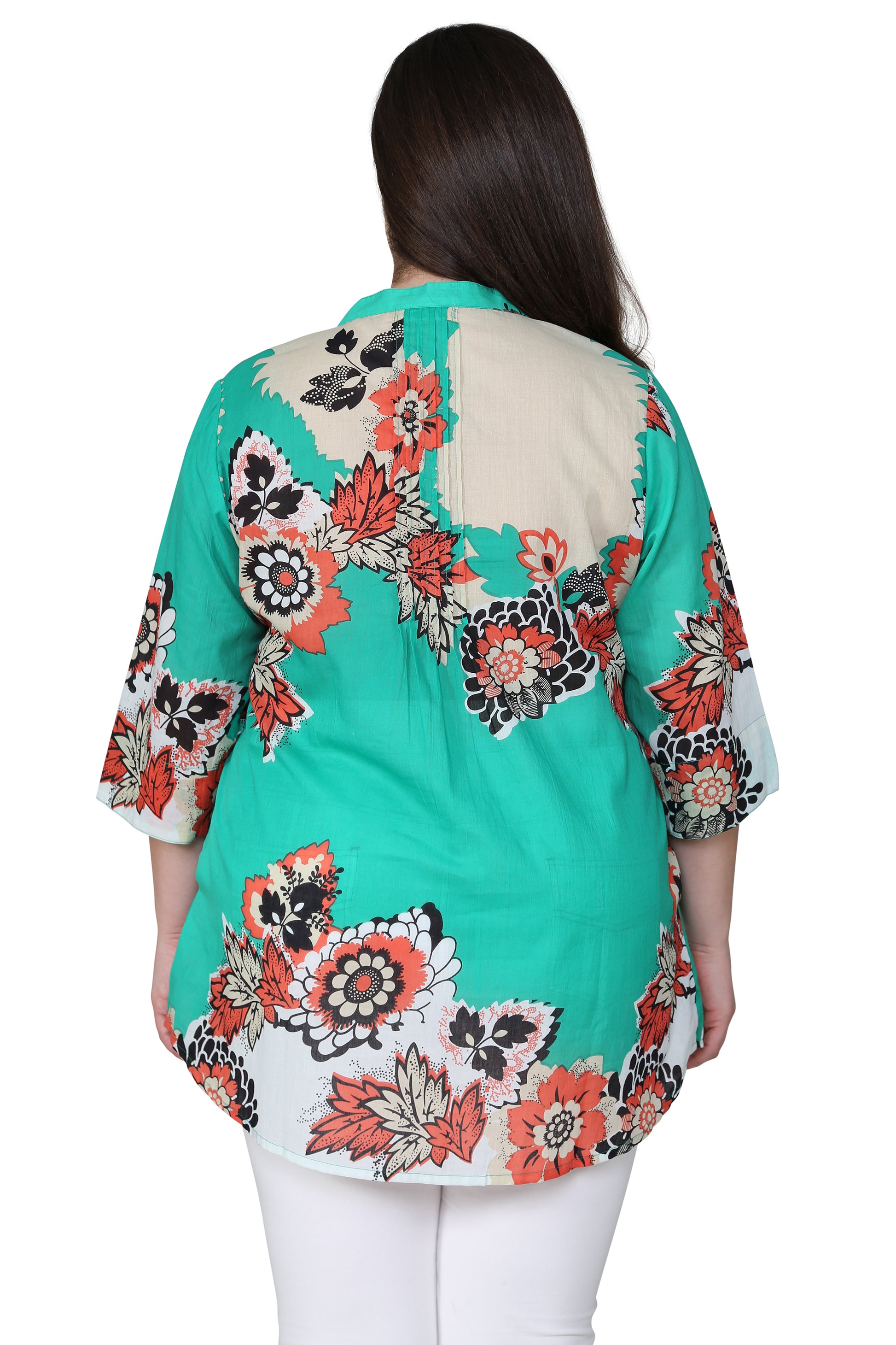 Plus Size Pop Art Floral Release Print Tunic - La Cera