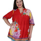 Plus Size Floral Border Print Tunic with Release Pleats - La Cera