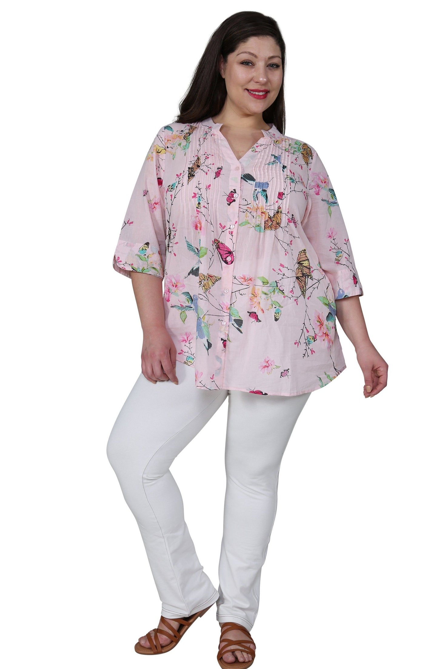 Plus Size Nature At It's Best Release Print Tunic - La Cera