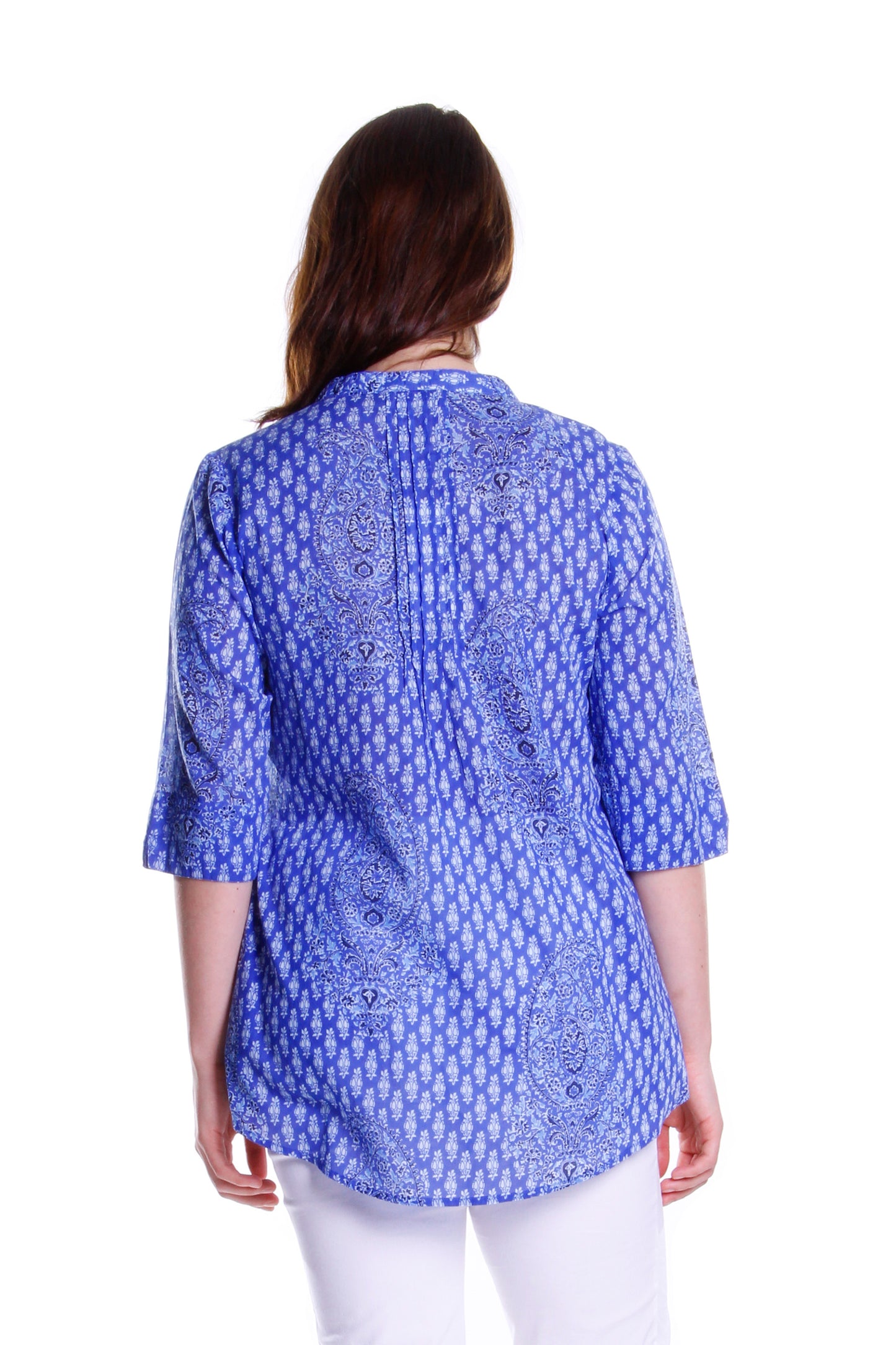 Túnica Plisada Paisley Azul