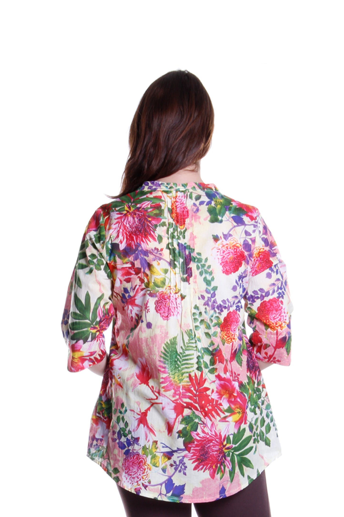 Túnica con estampado de jardín tropical