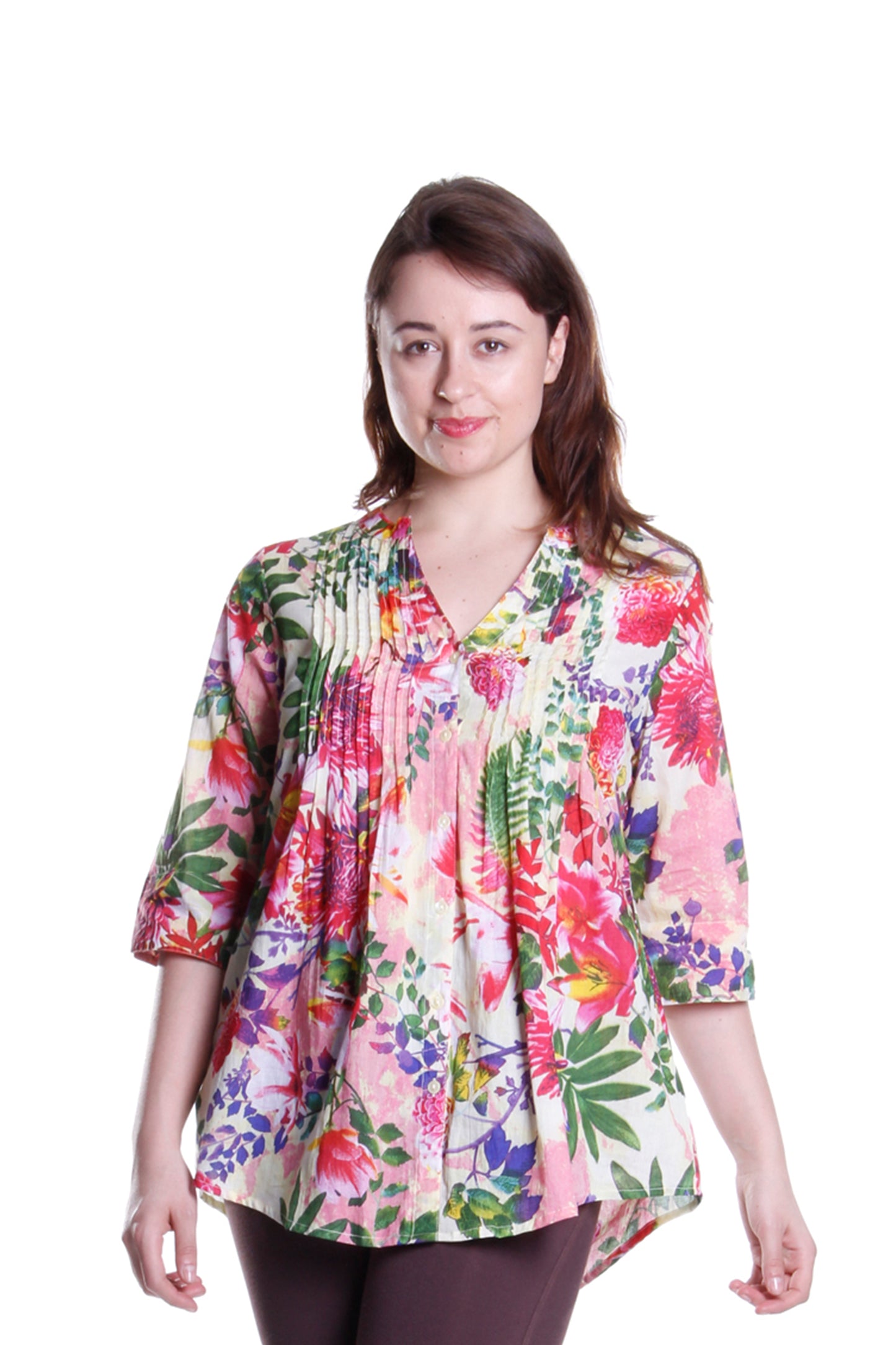 Túnica con estampado de jardín tropical