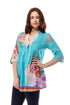 Floral Border Print Tunic with Release Pleats - La Cera
