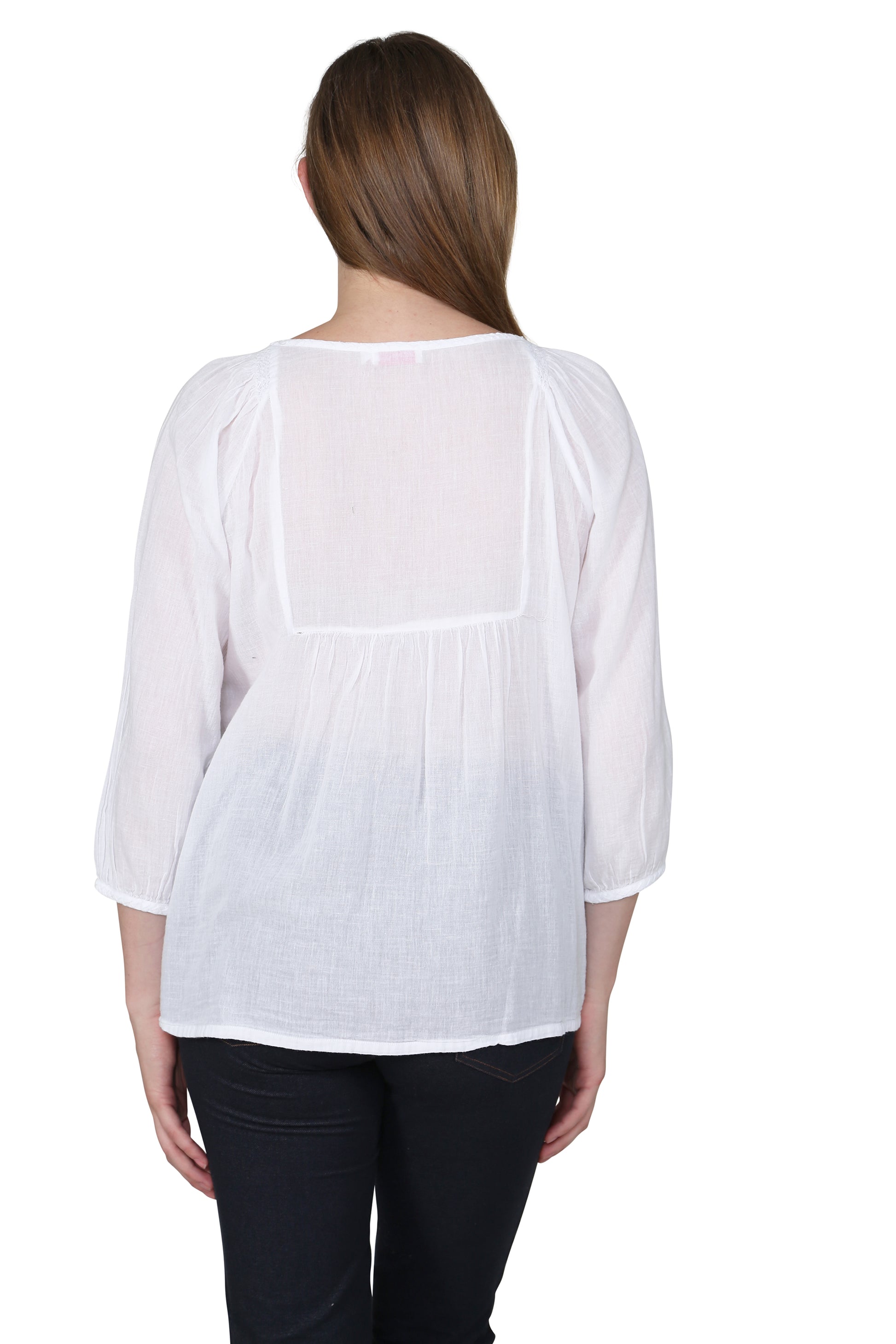 Embroidered White Top - La Cera