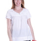 La Cera Cap Sleeve Hand Embroidered White Top - La Cera