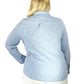 Seersucker Embroidered Button Front Shirt - Plus Size - La Cera