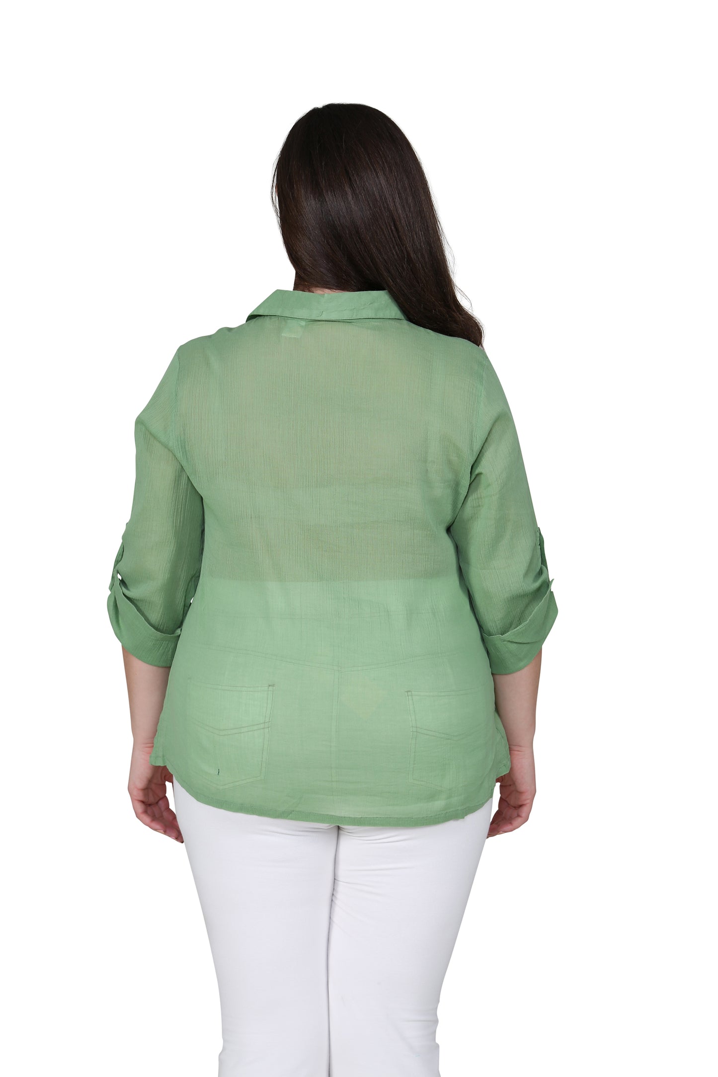 Camisa de campamento de gasa de algodón de talla grande