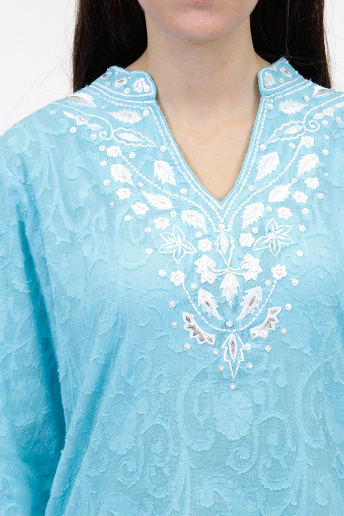 La Cera Floral Embroidered Tunic Top - La Cera - 2