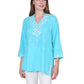 La Cera Floral Embroidered Tunic Top - La Cera