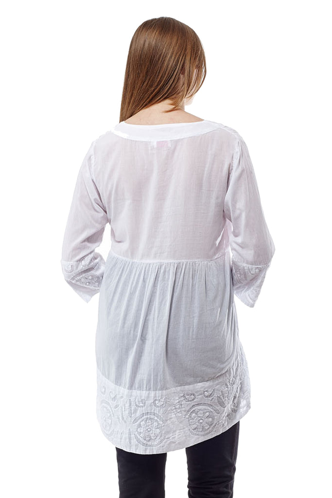 La Cera Applique Trimmed Tunic Top - La Cera