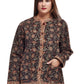 La Cera Quilted Brown Mandarin Jacket - La Cera