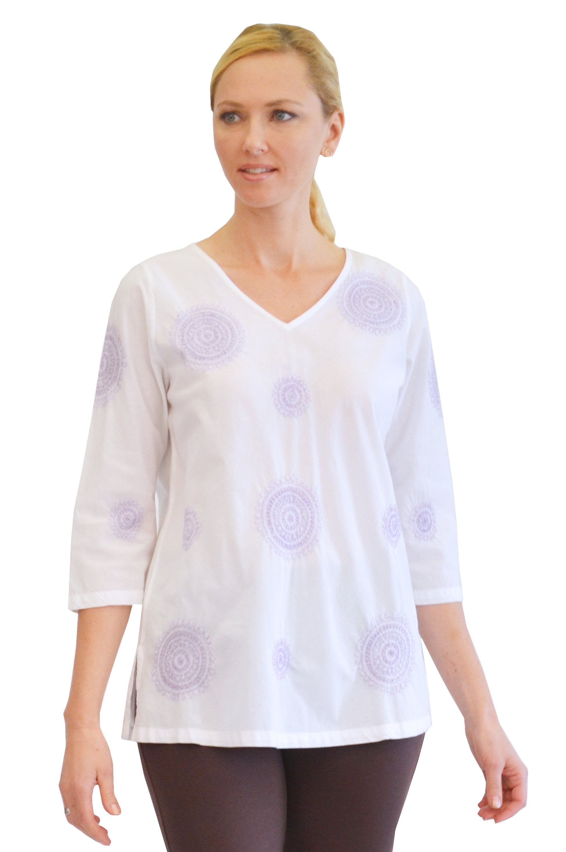 La Cera Embroidered V-Neck Shirt - La Cera