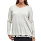 La Cera Rounded Neck Sweater Top with Georgette Back - La Cera