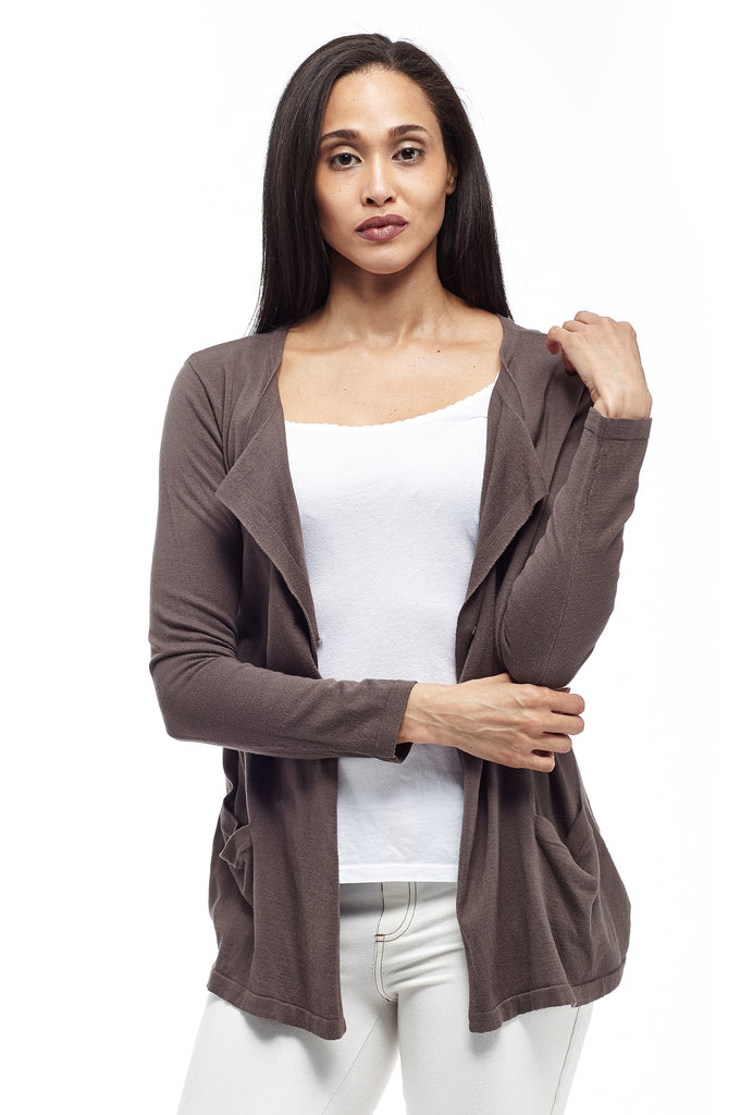 La Cera Long Sleeve Waterfall Cardigan - La Cera