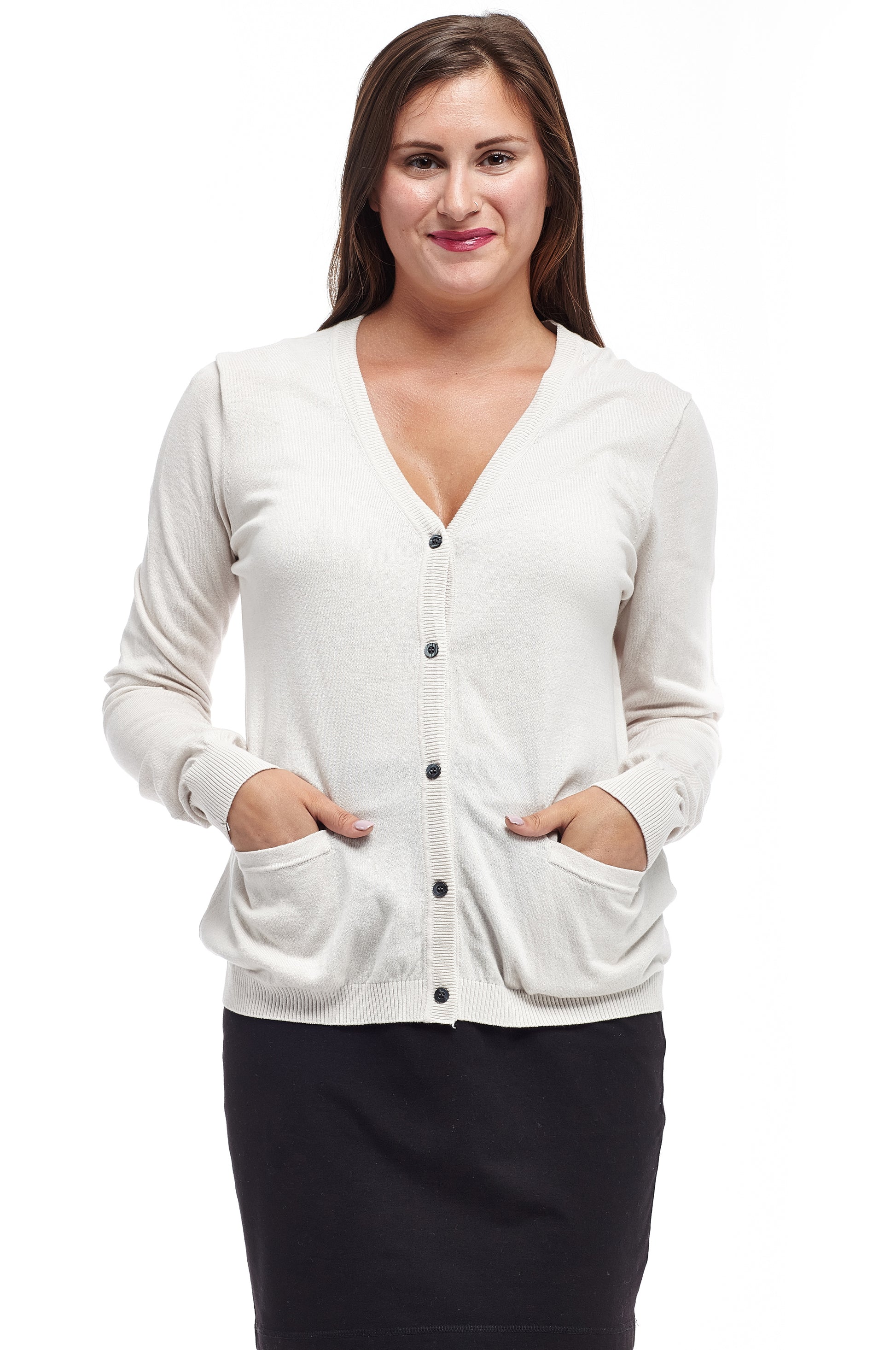 La Cera Long Sleeve Cardigan with Pockets - La Cera