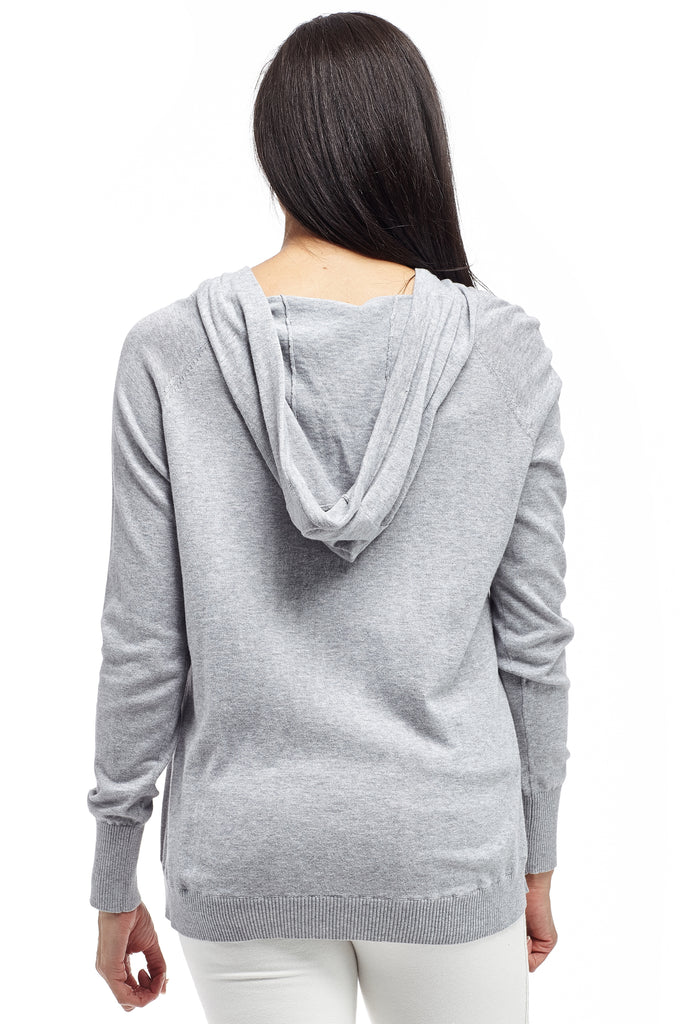 La Cera Drawstring Hooded Pullover Sweater - La Cera
