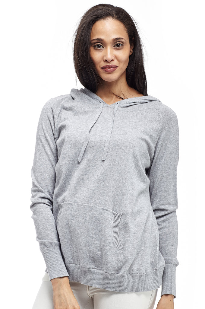 La Cera Drawstring Hooded Pullover Sweater - La Cera