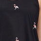 Camiseta sin mangas de punto de algodón con bordado de flamencos
