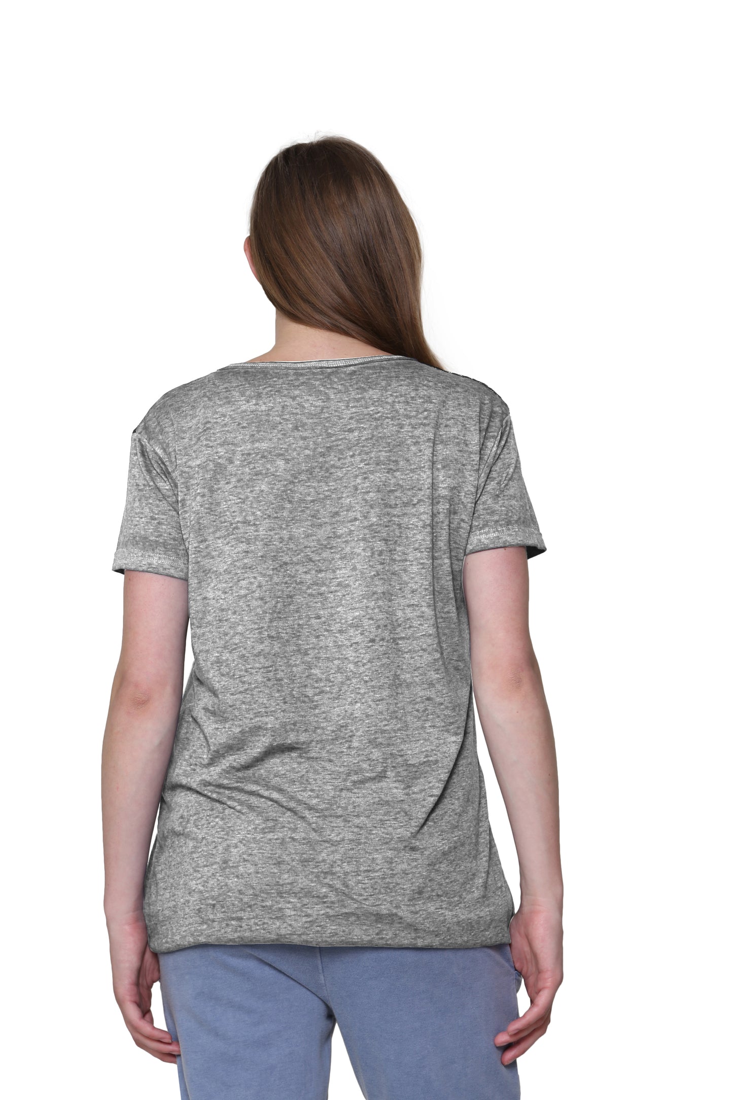 Top de punto suave y flexible con cuello en V