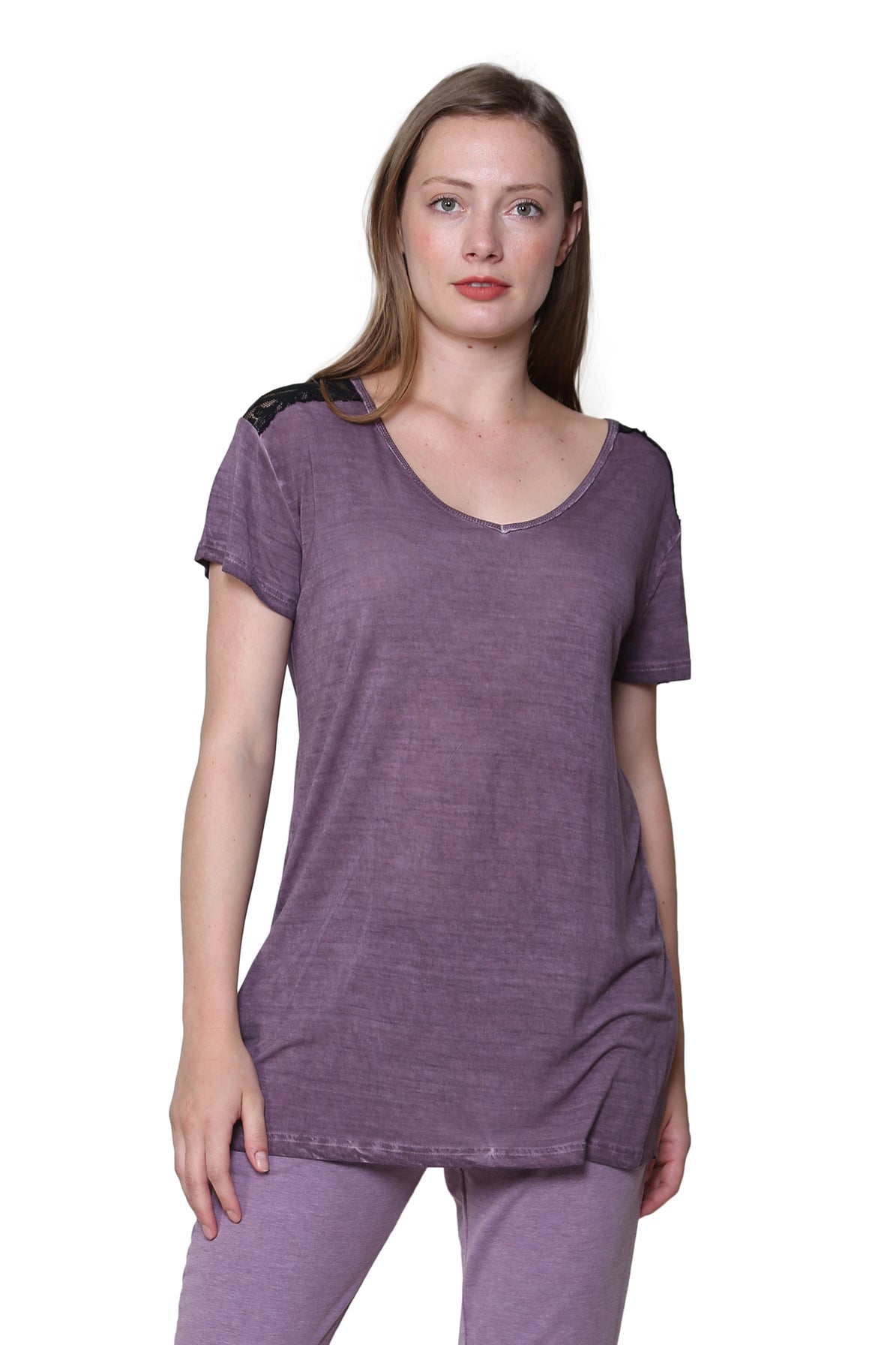 Top de punto suave y flexible con cuello en V