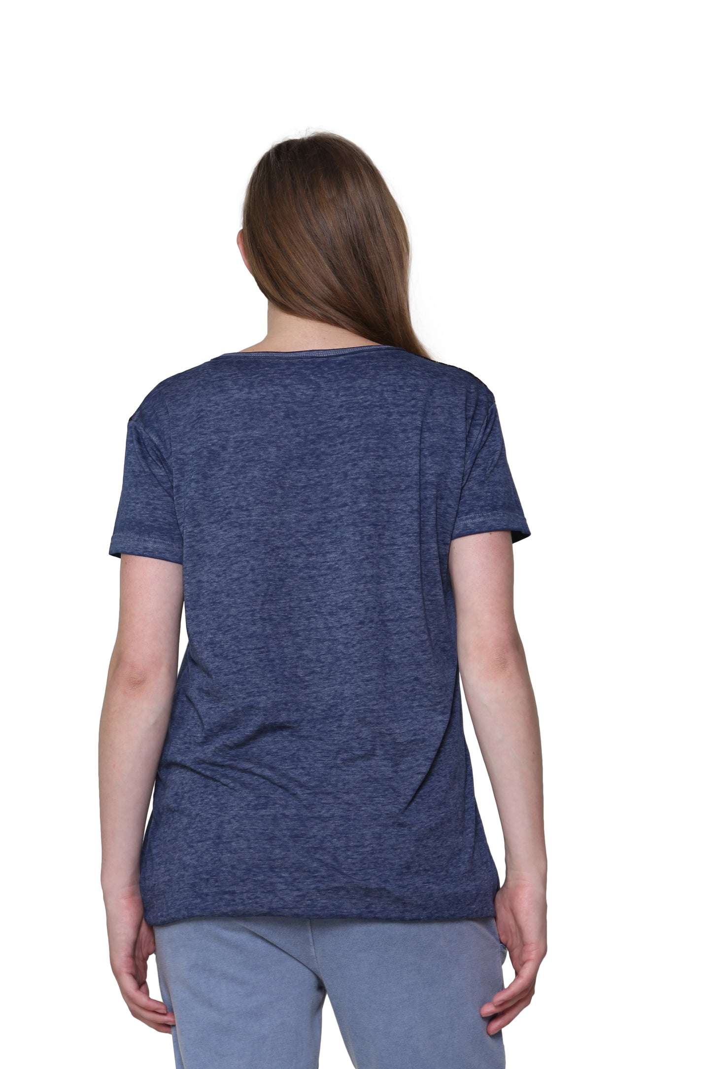 Top de punto suave y flexible con cuello en V