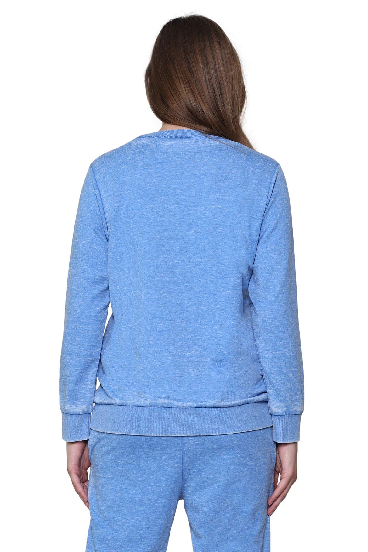 Sudadera de rizo francés con cuello redondo y jaspeado