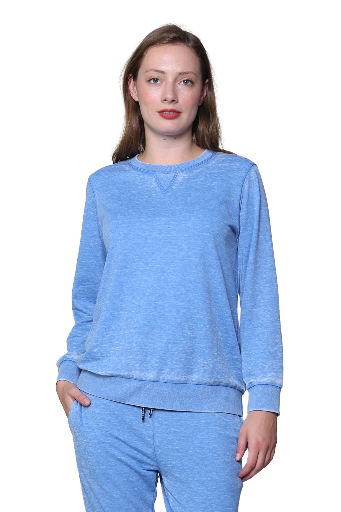 Sudadera de rizo francés con cuello redondo y jaspeado
