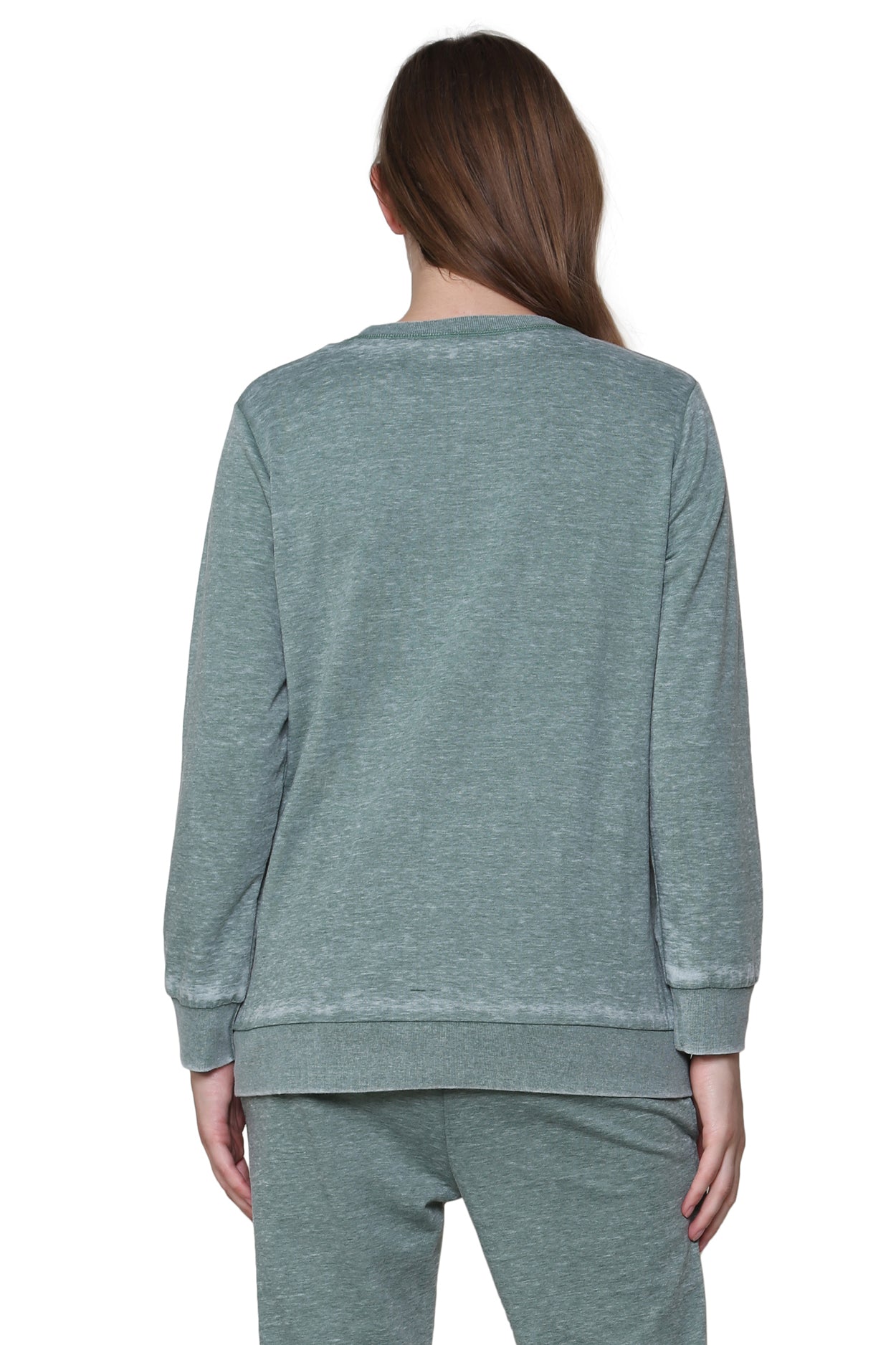 Sudadera de rizo francés con cuello redondo y jaspeado