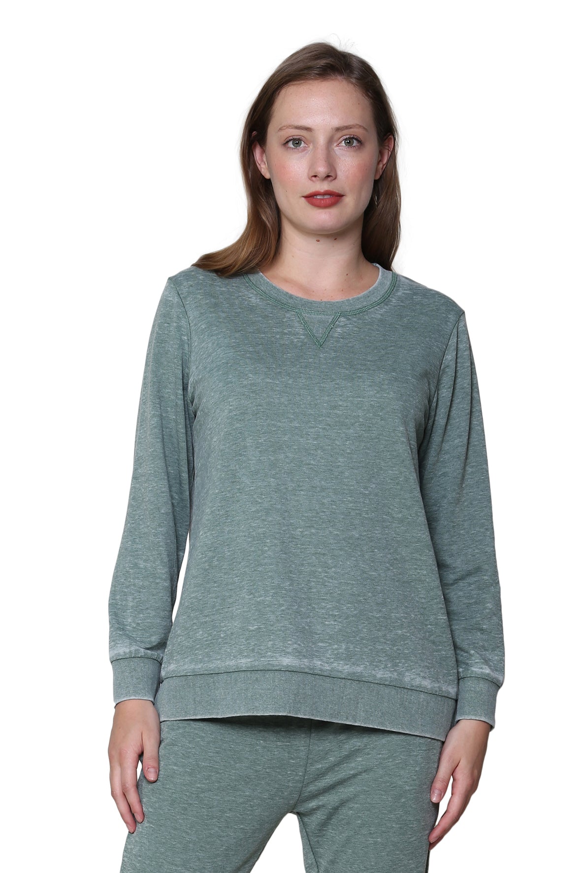 Sudadera de rizo francés con cuello redondo y jaspeado