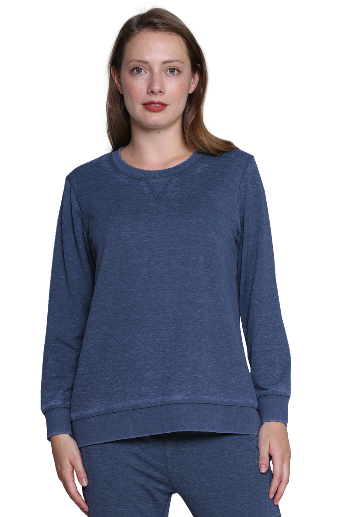 Sudadera de rizo francés con cuello redondo y jaspeado