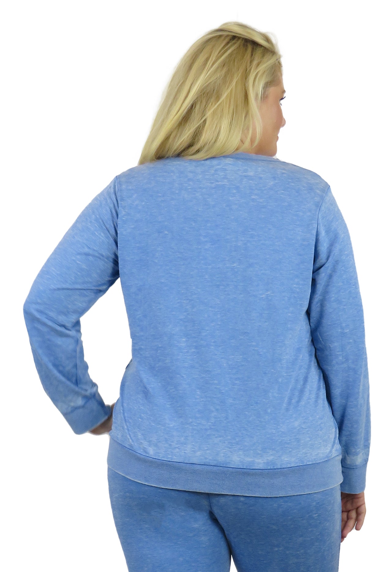 Sudadera de rizo francés con cuello redondo jaspeado de talla grande