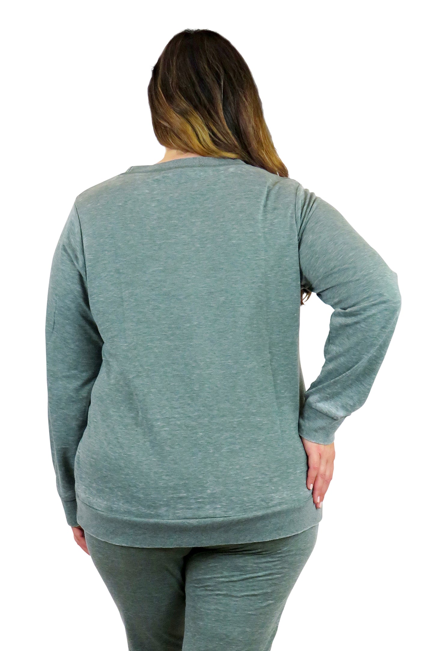 Sudadera de rizo francés con cuello redondo jaspeado de talla grande