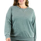 Sudadera de rizo francés con cuello redondo jaspeado de talla grande