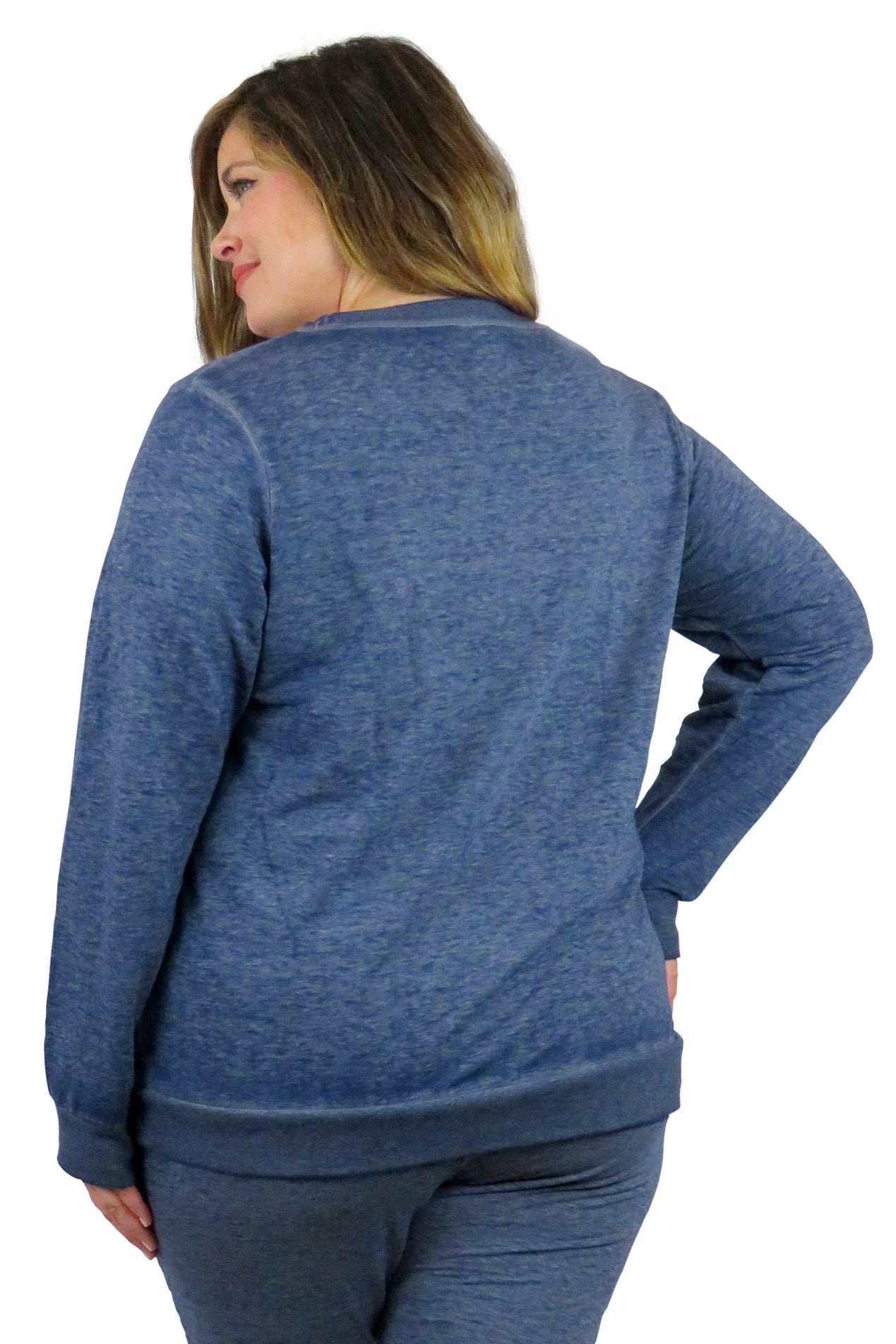 Sudadera de rizo francés con cuello redondo jaspeado de talla grande