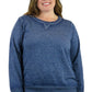 Sudadera de rizo francés con cuello redondo jaspeado de talla grande