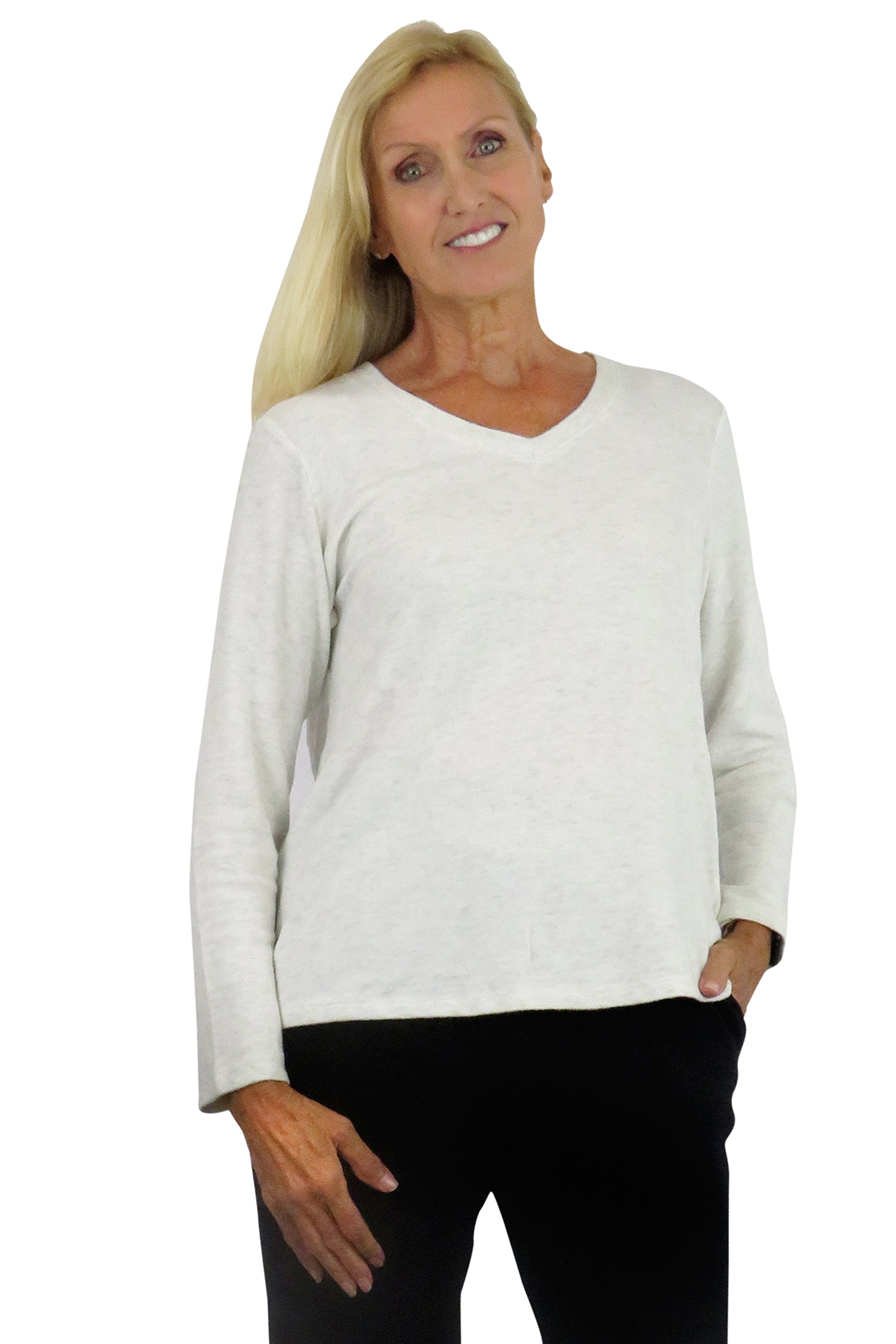 V-Neck Comfort Collection Long Sleeve Top - La Cera