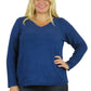 V-Neck Comfort Collection Long Sleeve Top - Plus Size - La Cera