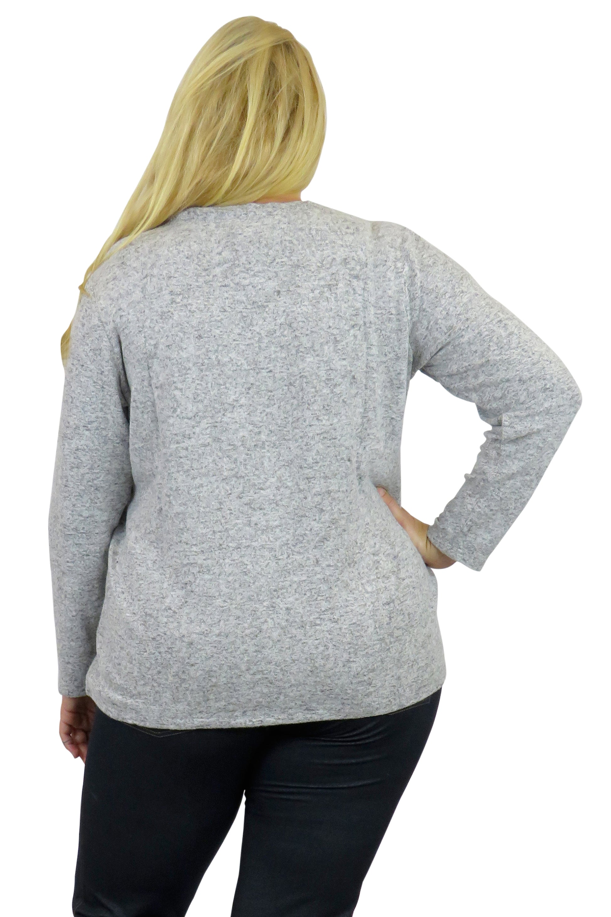 V-Neck Comfort Collection Long Sleeve Top - Plus Size - La Cera