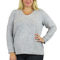 V-Neck Comfort Collection Long Sleeve Top - Plus Size - La Cera