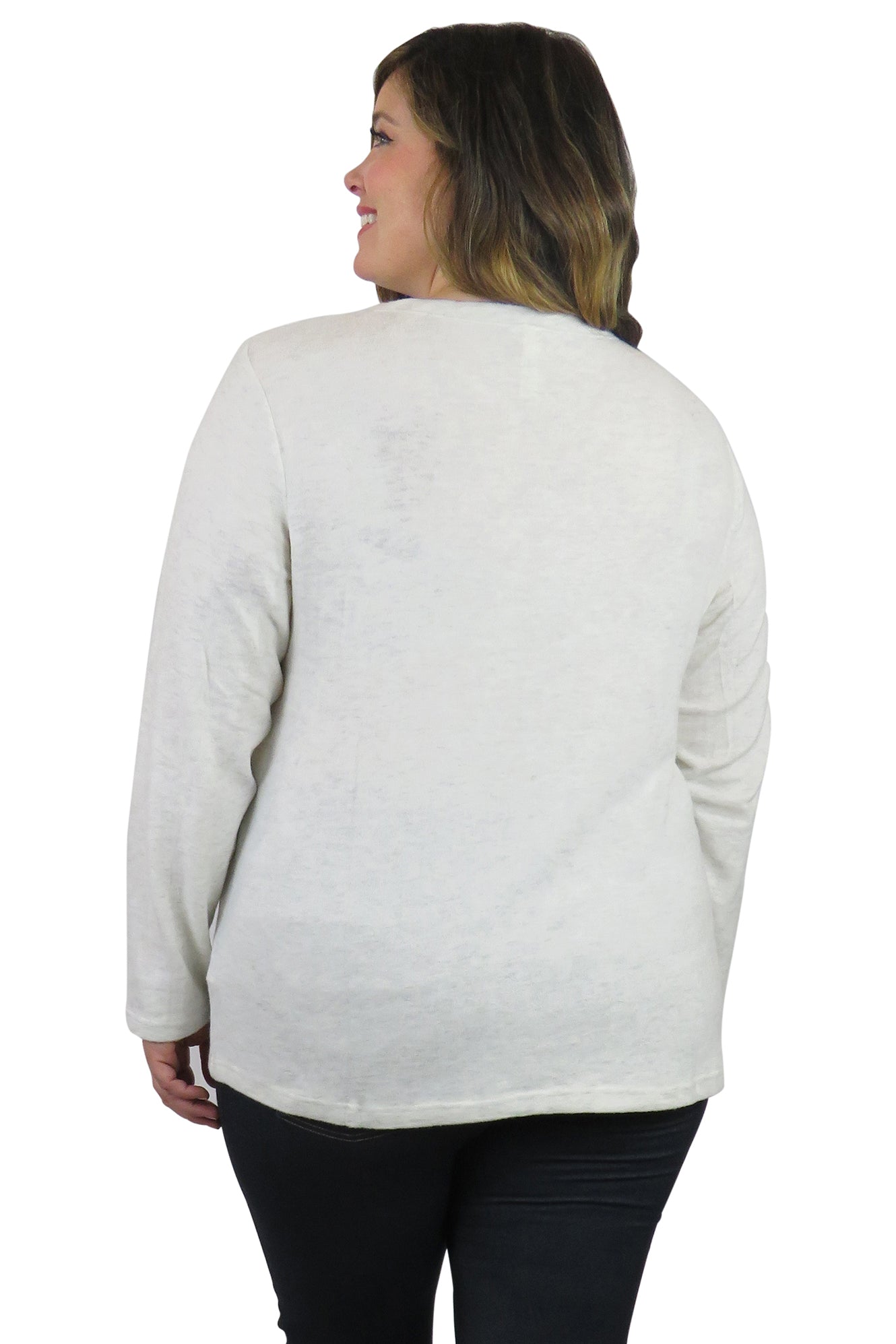 V-Neck Comfort Collection Long Sleeve Top - Plus Size - La Cera