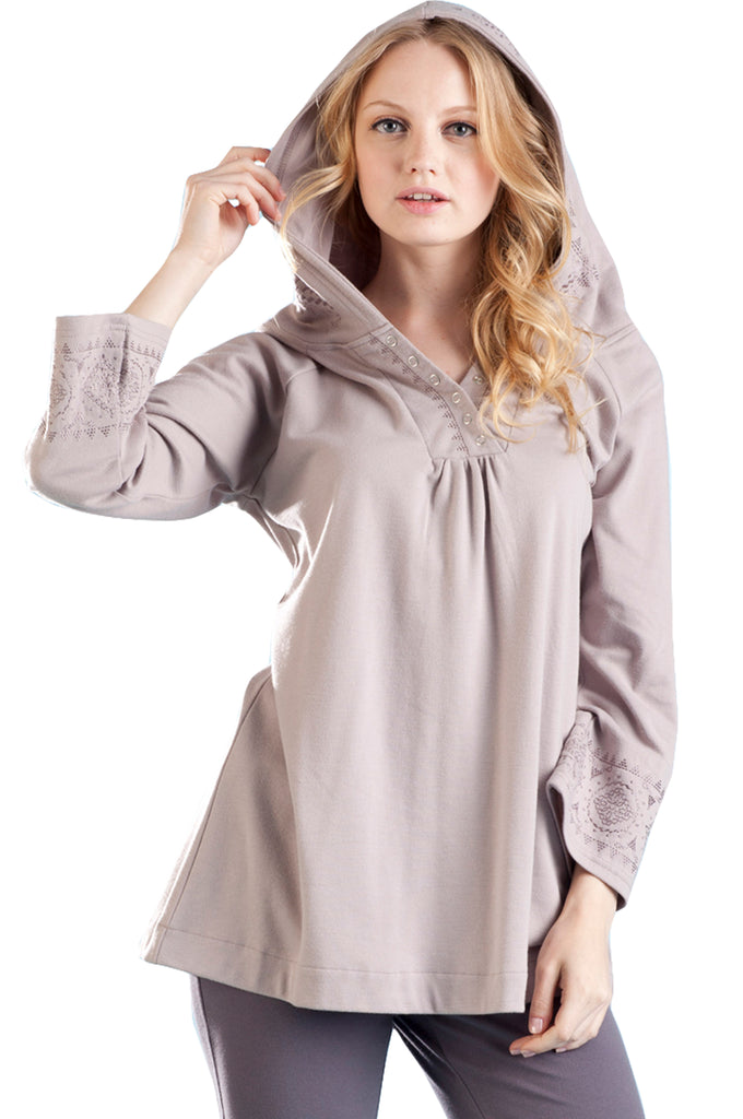 La Cera Embroidered Hooded Tunic - La Cera