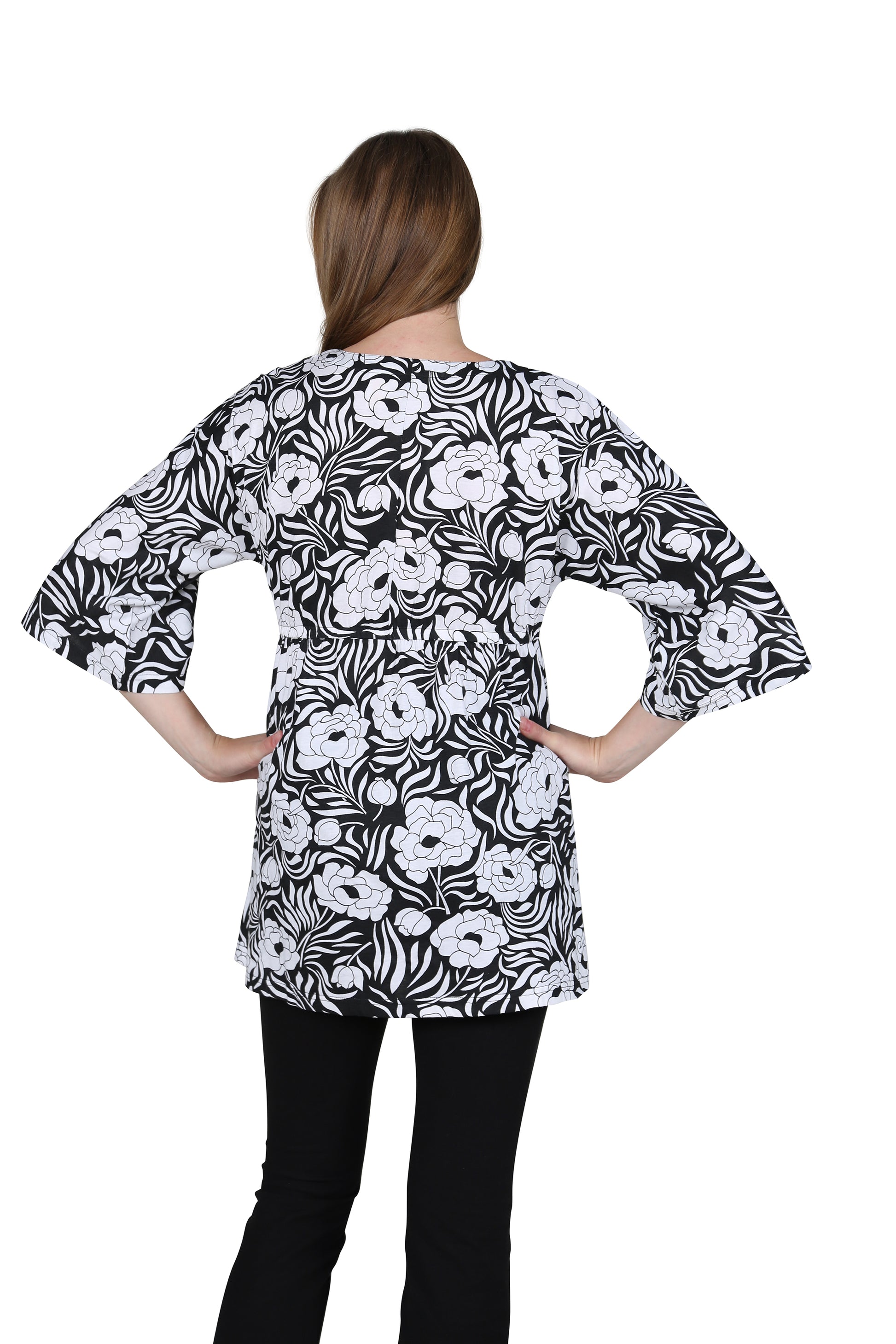 Cotton Knit Faux Wrap Top - La Cera